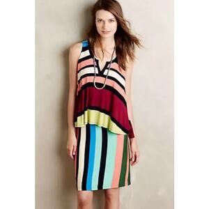 New Anthropologie x Maeve Layered Davina Striped Mini Dress $128 Size Small
